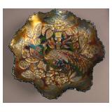 8 5/8” Fenton Peacock at the Urn 8 Ruffled Bowl –