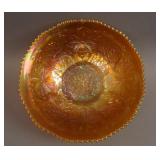 8 ¾” Fenton Lotus and Poinsettia ball ftd. Round