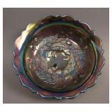 6 ¾” Fenton Acorns Deep Round Bowl – Blue