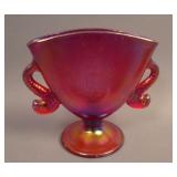 Newer Fenton Double Dolphin ftd. Fan Vase – Red