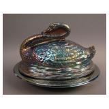 Sowerby Swan Covered Butter Dish – Blue (scarce;
