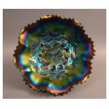 N Three Fruits Medallion 8 Ruffled ftd. Bowl w/