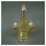 U.S. Glass Miniature Plain Handled Basket – signed