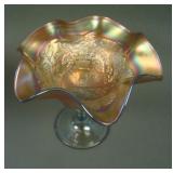 Fenton Peacock at the Urn 6 Ruffled Compote – Lt.