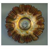9 ½” Fenton Ten Mums Bowl w/ 3 in 1 Edge –
