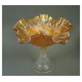 Fenton Stream of Hearts Lg. Stemmed 6 Ruffled