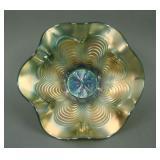 Fenton Peacock Tail 6 Ruffled Hat w/ “Arthur F.