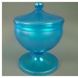 Fenton Stretch Covered Candy Jar – Celeste Blue
