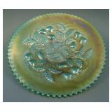 9” N Strawberry Plate w/ Basketweave Ext. – Green