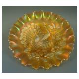 8 ¾” N Peacocks Stippled Bowl w/ PCE and Ribbed