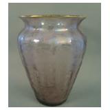 8 ¼” Tall Fostoria Brocaded Acorns Bulbous Vase –