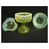 3 pc. Fenton Lot: 5 ½” Tri-cornered Bowl; 6”