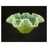 9 3/8” Fenton Hobnail Lg. 8 Ruffled Crimped Edge