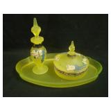 Tiffin 5 pc. Dresser Set; Tray, Covered Perfume
