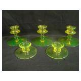 Lot (5) Squatty Candlesticks – single and (2) Pair