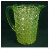 EAPG Fine Cut Handled Water Pitcher – Vaseline