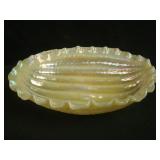 12 ½” x 9” Loetz Oblong Shell Bowl – Irid. Opaque