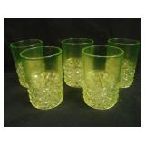 (5) EAPG Daisy and Button Tumblers – Vaseline