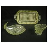 3 pc Lot EAPG Daisy and Button Fish Tray, Coal