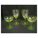 (4) odd Stemmed Glasses – Vaseline