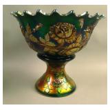 Fenton Wreath of Roses Punch Bowl, Base and (1)