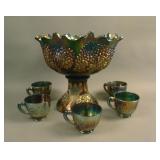 Fenton Orange Tree 7 pc. Ruffled Punch Set – Blue