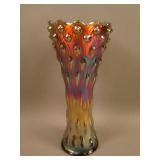 9 ½” Tall M’burg Swirl Hobnail Swung Vase –