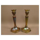 Pair N’wood Stretch Paneled Candlesticks – Russet