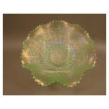 8 ¾” N Embroidered Mums 8 Ruffled Bowl w/ Ribbed