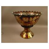 Fenton Wreath of Roses Flared Punch Bowl and Base