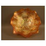 10 ½” Fenton Two Flowers Large ball ftd. 8 Ruffled