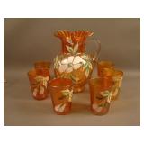 Fenton Enameled Magnolia 7 pc. Bulbous Water Set –