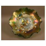 7 ½: Fenton Acorn low 8 Ruffled Bowl – Green