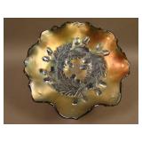 7 ½” Fenton Acorn low 8 Ruffled Bowl – Blue