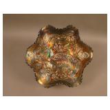 8 5/8” Fenton Peacock at the Urn 6 Ruffled Bowl –