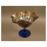 Fenton Holly Stemmed 6 Ruffled Compote – Blue