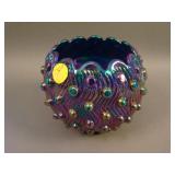 New Fenton Swirl Hobnail Rose Bowl – signed – Blue
