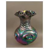 8” Tall Fenton Embossed Scroll Lg. Ruffled Crimped
