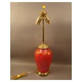 U.S. Glass Peacock Lamp – Red (damaged in front at