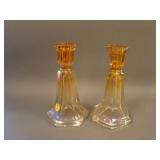 Pair 7 ½” Tall Imperial 6 Paneled domed Flared