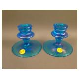 Pair 3 5/8” Tall Fenton #316 Squatty Candlesticks