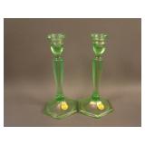 Pair 8” Tall Fenton #449 Candlesticks – Florentine