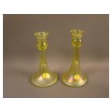 Pair 7” Tall Vineland Trumpet Candlesticks –