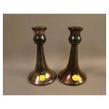 Pair 7” Tall Vineland Trumpet Candlesticks –