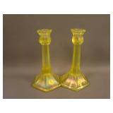 Pair 8 ½” Tall N’wood #658 Paneled Candlesticks –