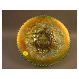 9” N Three Fruits Flared Plate w/ Basketweave Ext.