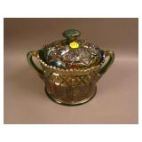 Cambridge Inverted Feather Covered Cracker Jar –