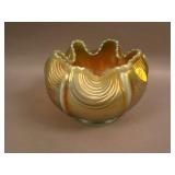 N Drapery Ruffled Rose Bowl – Aqua Opal. (scarce;