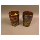 (2) Fenton Floral and Grape Tumblers – Blue