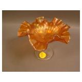 Fenton Holly Stemmed 6 Ruffled Crimped Compote –